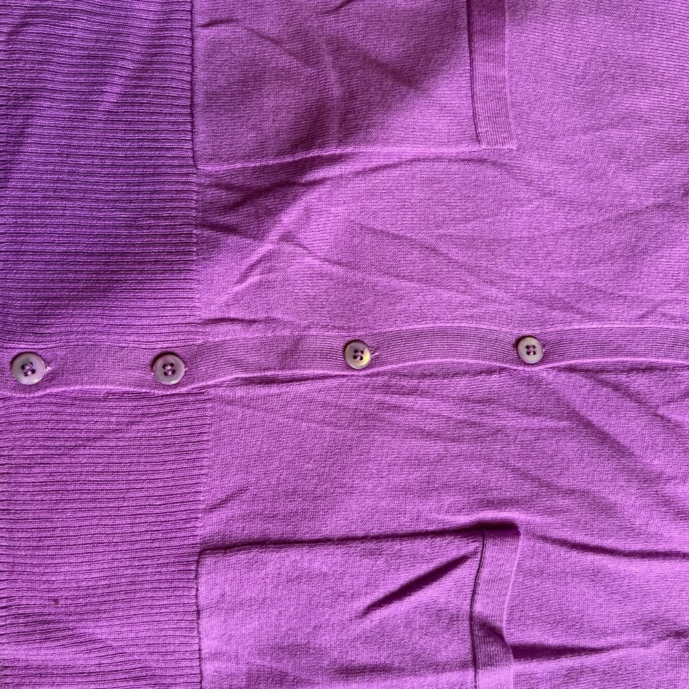 J.Crew Purple Short Sleeve Cashmere Sweater – Button Front - Picture 10 of 12
